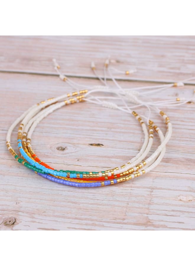 KELITCH Delicate Rainbow Friendship Bracelets White Beach Strands Bracelets Womens Miyuki Bracelets for Couples, 6 10 inch, Gemstone - Image 5