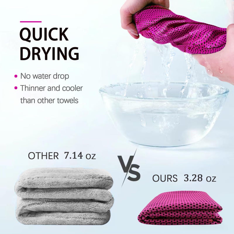 SOYOK 4 Packs Cooling Towels, 40" x 12" Microfiber Cooling Towels for Neck and Face, Soft Breathable Gym Towels for Working Out with Waterproof Bag & Carabiner, Sweat Towels for Running, Yoga, Travel, Climb - Image 3