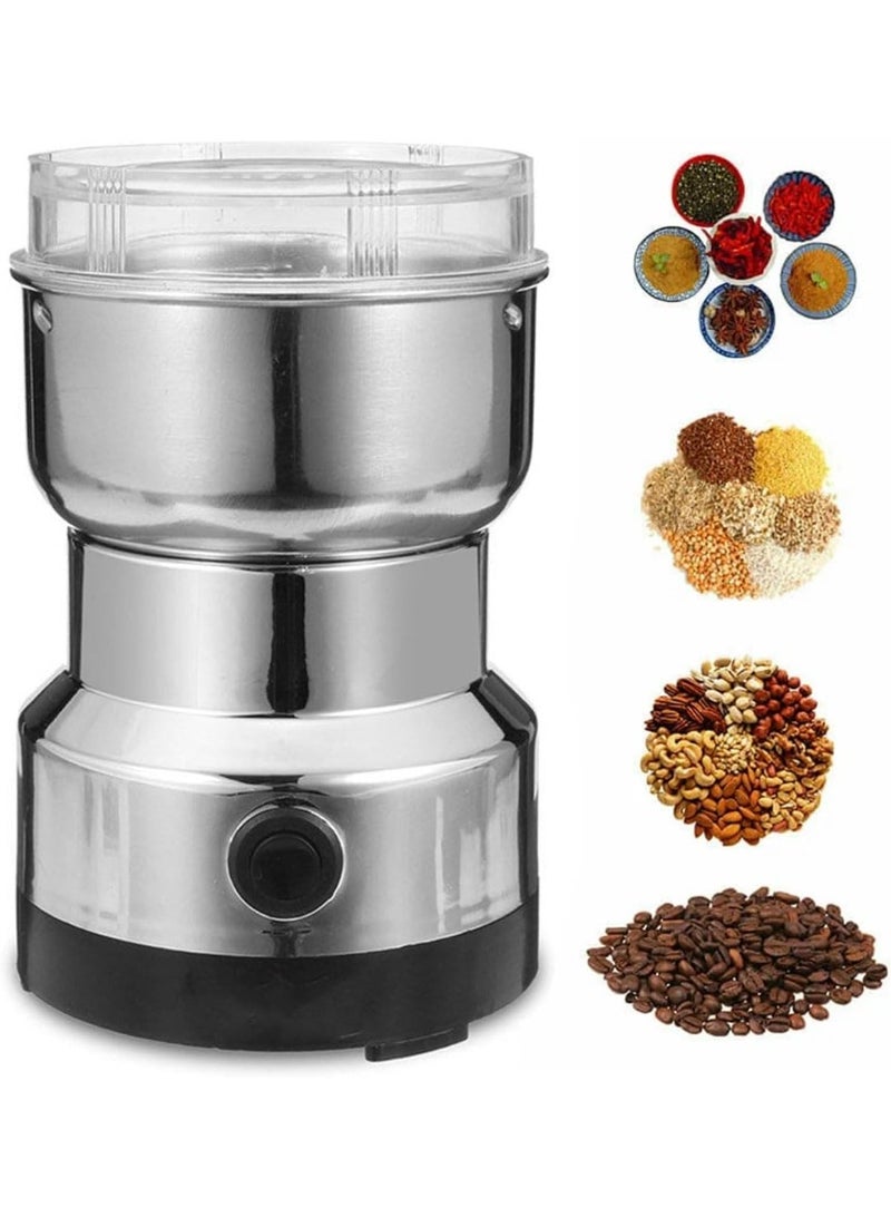 Electric coffee grinder, 300W stainless steel grain and spice mill with a 200g capacity, fast 30-second grinding, UK plug, multi-functional grinder for coffee beans, spices, nuts, and dried herbs - Image 1