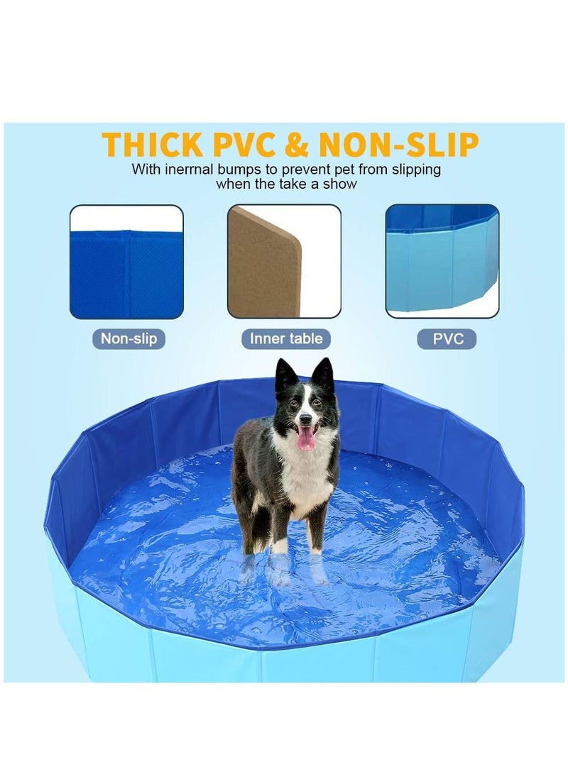 80x20cm Foldable Dog Bathing Tub Pool Cat Pet Bathtub Collapsible Pet Spa Swimming Pool(Blue) - Image 4