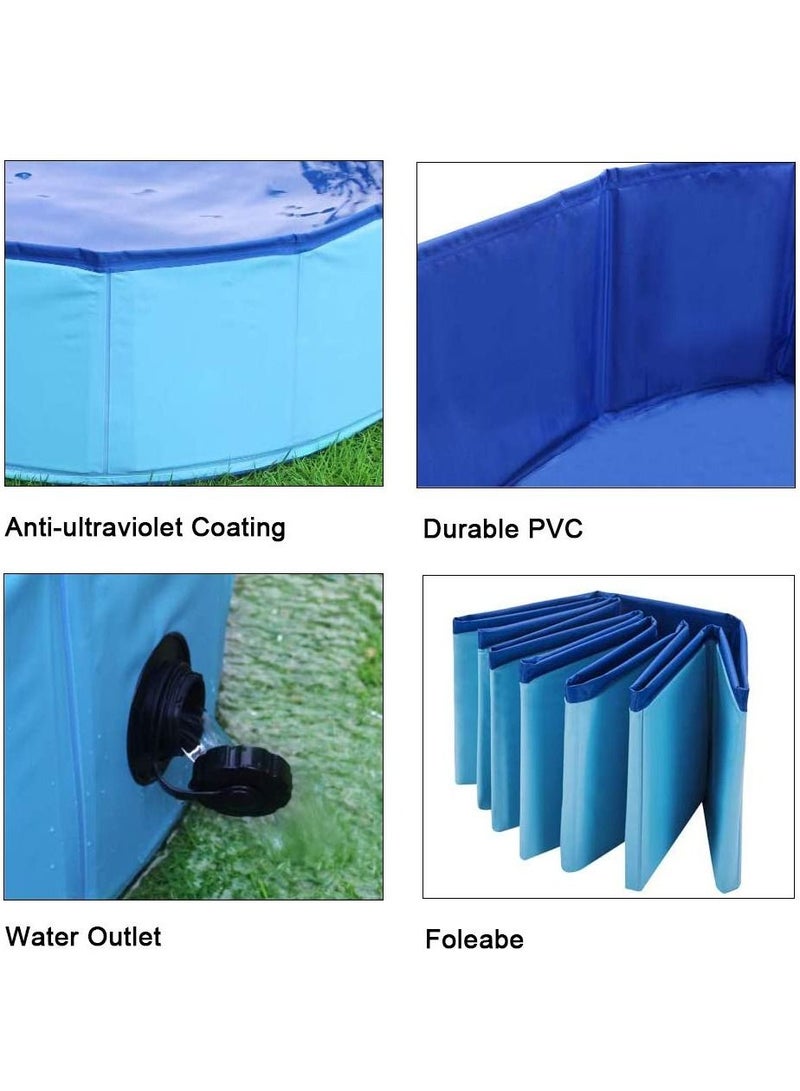 80x20cm Foldable Dog Bathing Tub Pool Cat Pet Bathtub Collapsible Pet Spa Swimming Pool(Blue) - Image 5