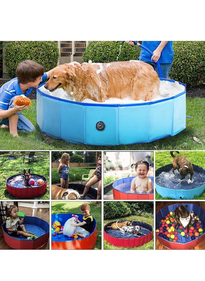 80x20cm Foldable Dog Bathing Tub Pool Cat Pet Bathtub Collapsible Pet Spa Swimming Pool(Blue) - Image 3