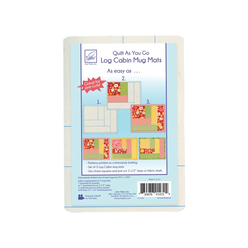 June Tailor Quilt As You Go Log Cabin Mug Mats 3 pack - Image 3