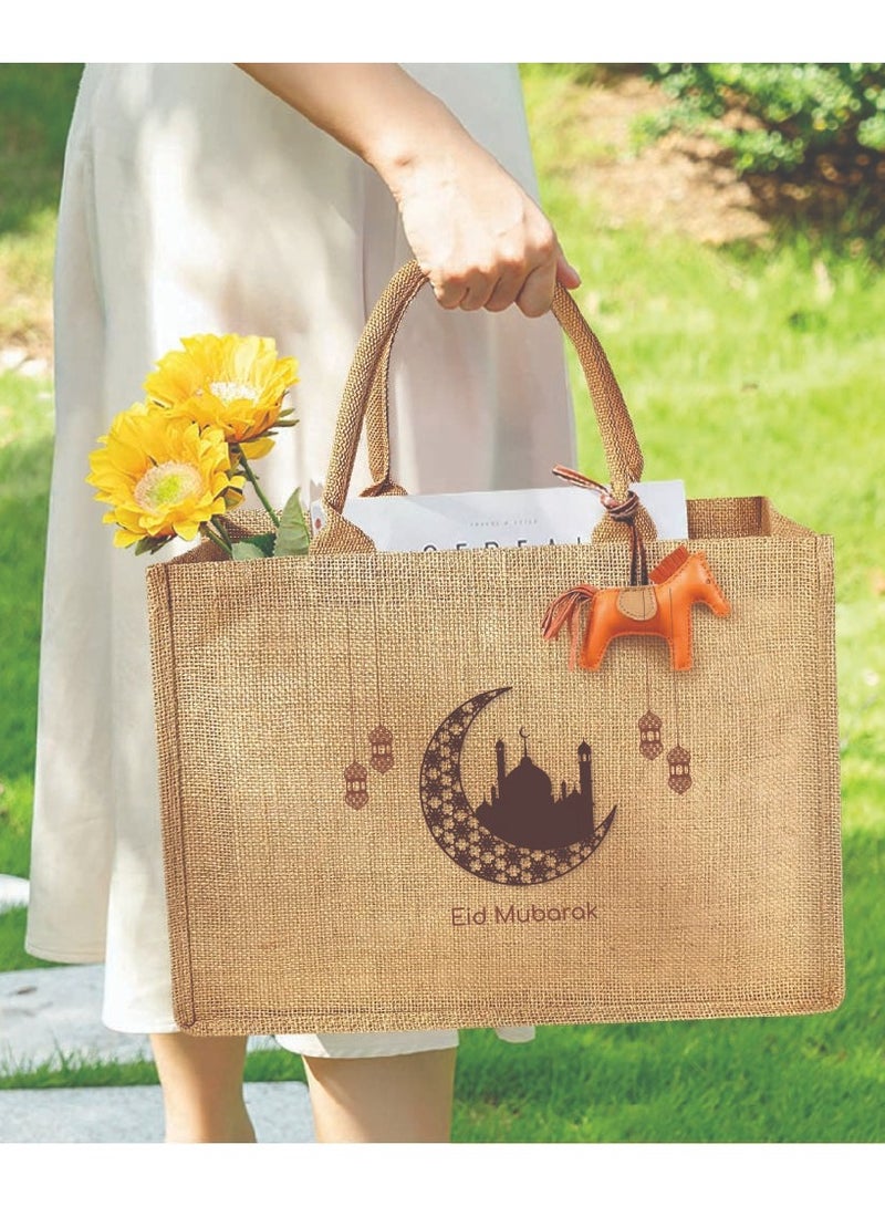 PRINTSHOP4ME Eid Mubarak Jute Tote Bags - Eco-Friendly Jute Grocery and Shopping Bags - Perfect for Shopping and Groceries Tote Bags - Gift for Eid - Eid Jute Bags  - Image 5