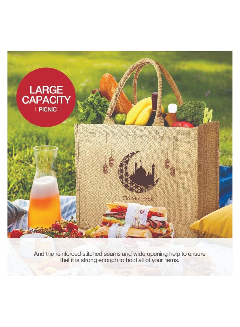PRINTSHOP4ME Eid Mubarak Jute Tote Bags - Eco-Friendly Jute Grocery and Shopping Bags - Perfect for Shopping and Groceries Tote Bags - Gift for Eid - Eid Jute Bags  - Image 4