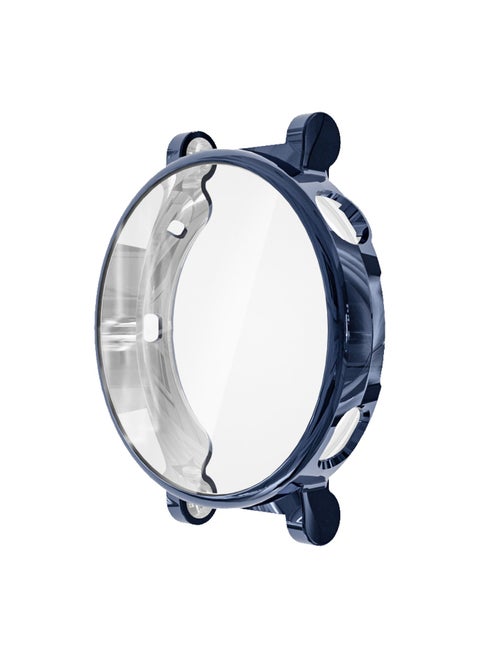 1 Pack Case with Tempered Glass Screen Protector for Huawei Watch GT4 41mm With 9H Hardness 360 Degree All-Round Protective Ultra Thin TPU Protective Cover (Transparent + Blue)