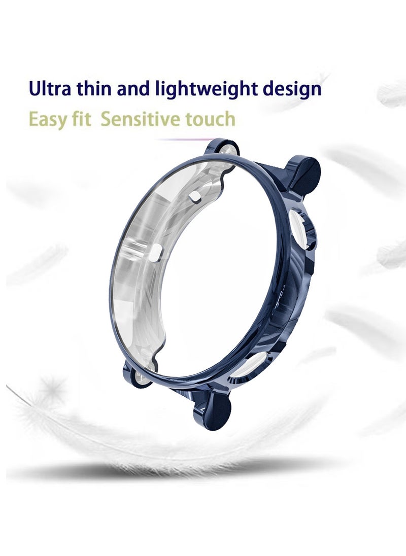 1 Pack Case with Tempered Glass Screen Protector for Huawei Watch GT4 41mm With 9H Hardness 360 Degree All-Round Protective Ultra Thin TPU Protective Cover (Transparent + Blue)
