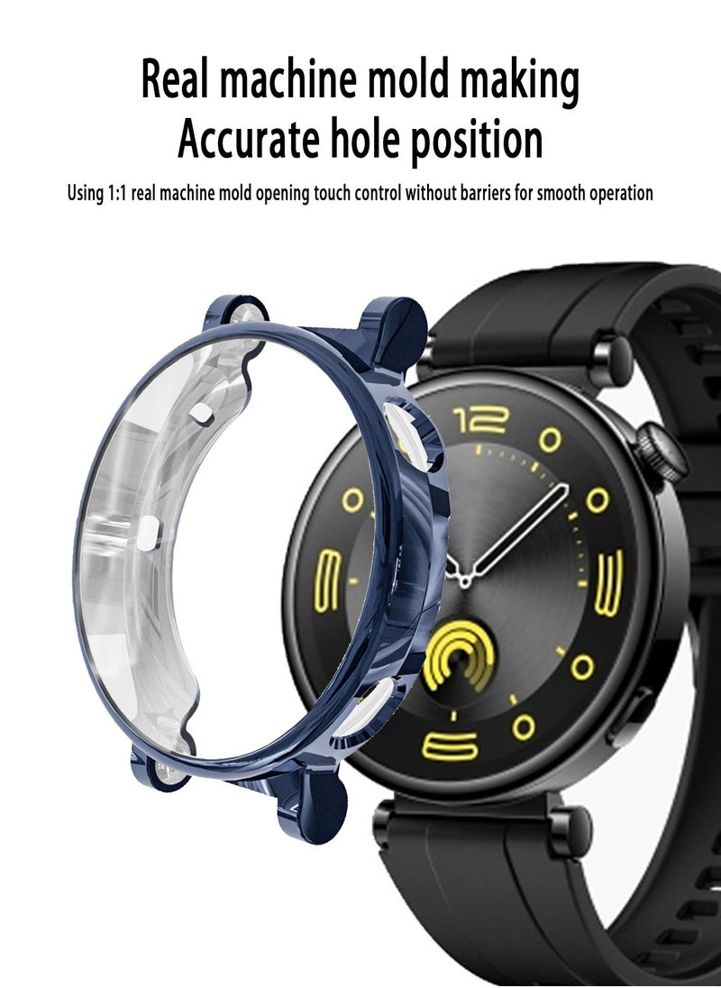 X-level 1 Pack Case with Tempered Glass Screen Protector for Huawei Watch GT4 41mm With 9H Hardness 360 Degree All-Round Protective Ultra Thin TPU Protective Cover (Transparent + Blue)  - Image 3