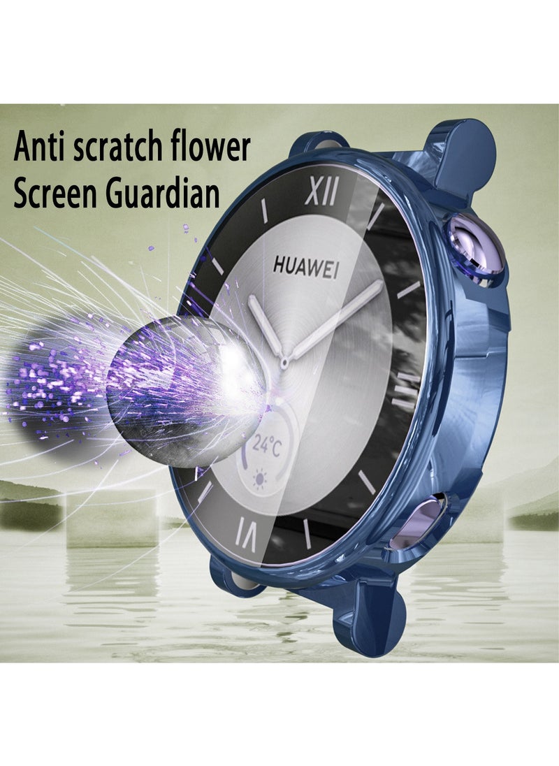 X-level 1 Pack Case with Tempered Glass Screen Protector for Huawei Watch GT4 41mm With 9H Hardness 360 Degree All-Round Protective Ultra Thin TPU Protective Cover (Transparent + Blue)  - Image 2