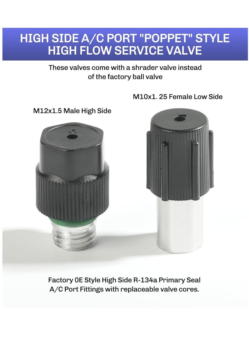 SYOSI Air Conditioning Valve Core Kit, Cap  Valve AC R12 R134a with Teflon Seal, Refrigeration A/C Service Valve, Car  HVAC AC System Charging Port Seal Caps Kit - Image 2