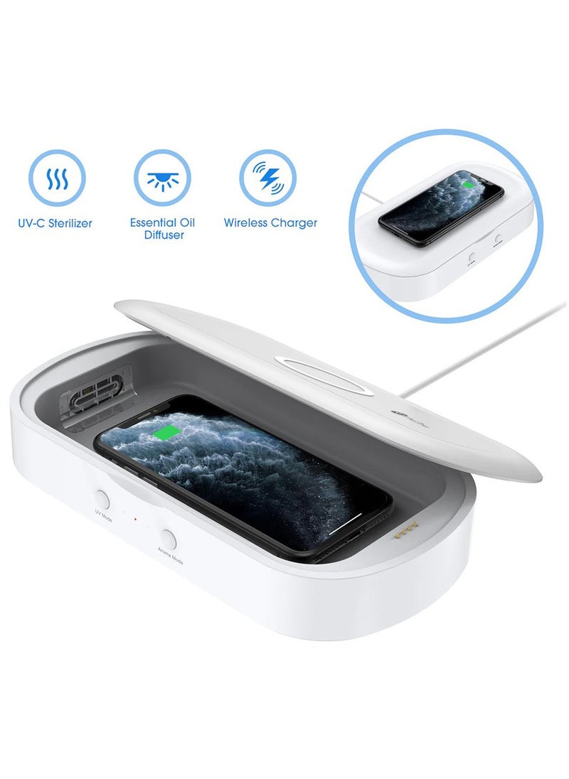 ProOne - ProOne UV Phone Sanitizer Box - UVC Light Cell Phone Sterilizer with Wireless Charging Box, Disinfection Phone Cleaner with Aromatherapy Function Disinfector for iPhone Android Smartphone - Image 1