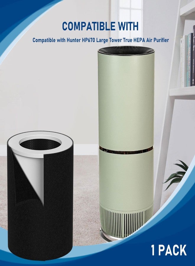 Fizerneer HP670 Replacement True HEPA Filter Set Compatible with Hunter HP670 Large Tower Filter, Part Number H-HF670-VP, 1 x HEPA + 4 x Activated carbon - Image 4