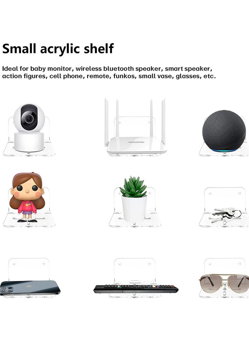 Super ZYouth - Acrylic Small Wall Shelf Set of 3 for Security Cameras, Speakers, Baby Monitors, Universal Adhesive Shelf Easy to Install No Drill, with Cable Clips (Clear) - Image 1