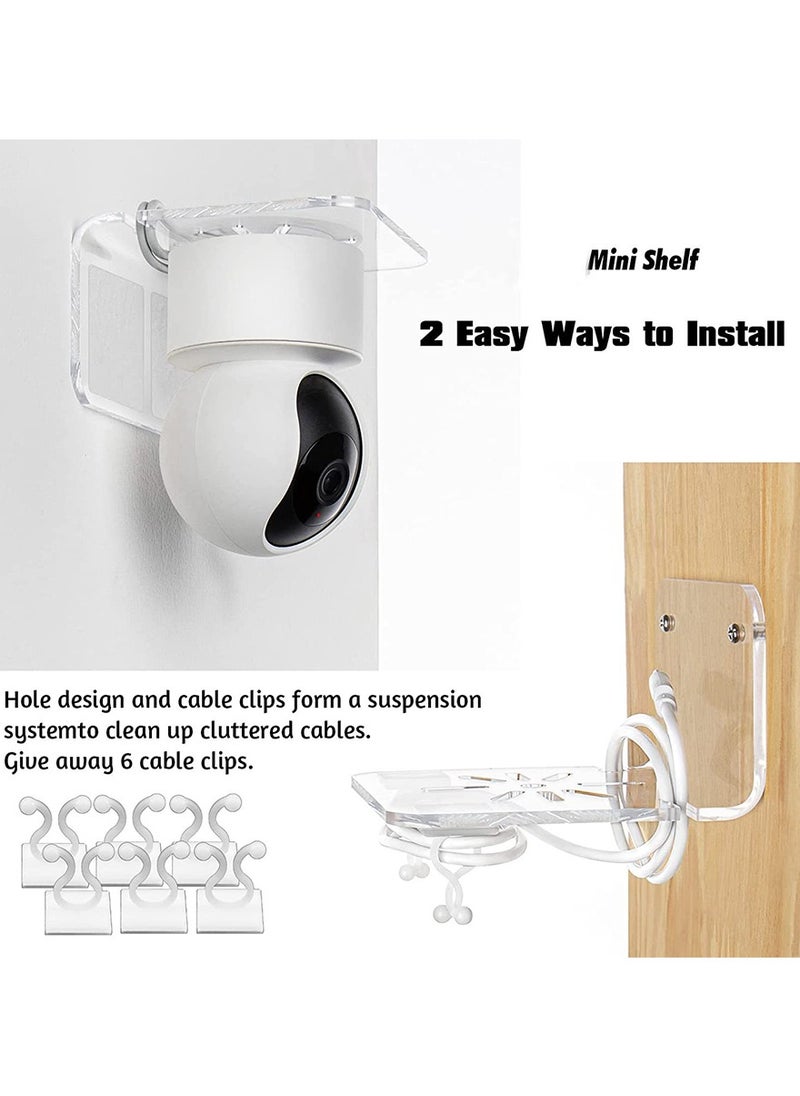 Super ZYouth - Acrylic Small Wall Shelf Set of 3 for Security Cameras, Speakers, Baby Monitors, Universal Adhesive Shelf Easy to Install No Drill, with Cable Clips (Clear) - Image 1