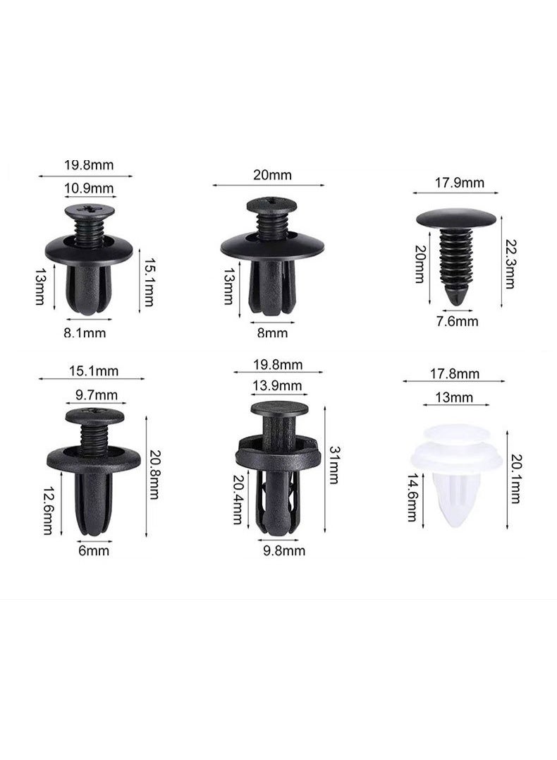 علبة تحتوي على 100 قطعة من مشابك تثبيت بلاستيكية للسيارة – أداة لإصلاح هيكل السيارة، طراز عالمي يناسب معظم السيارات، تتضمن أدوات مساعدة. - Image 2