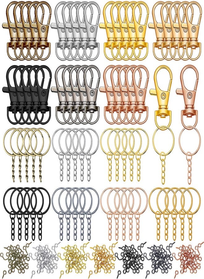 Hotop 280 Pieces Key Chain Rings Kit Including 35 Pcs Swivel Lobster Clasp Keychain 35 Pcs Key Rings with Chains 210 Pieces Small Screw Eye Pins Hooks for DIY Crafts Set, 7 Colors - Image 1