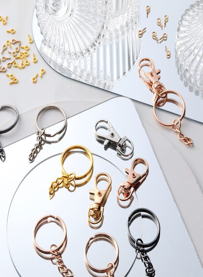 Hotop 280 Pieces Key Chain Rings Kit Including 35 Pcs Swivel Lobster Clasp Keychain 35 Pcs Key Rings with Chains 210 Pieces Small Screw Eye Pins Hooks for DIY Crafts Set, 7 Colors - Image 3