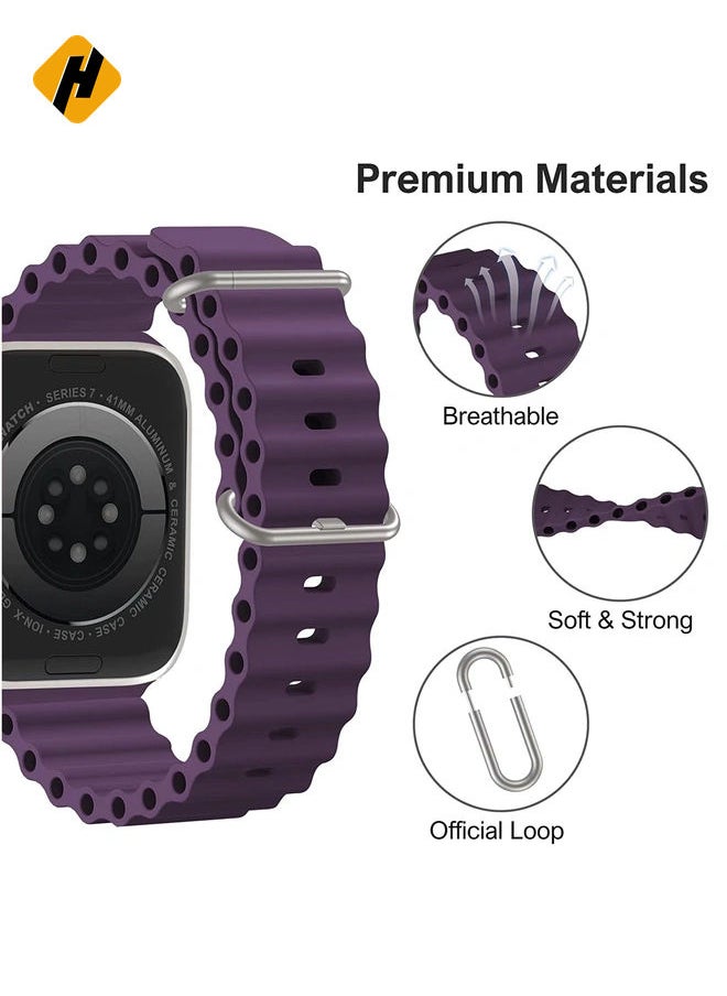 HuHa - Ocean Band Straps for iWatch 49/45/44/42mm Apple Watch Ultra Series 8/7/SE/6/5/4 Smart Watch Strap (Purple) - Image 1