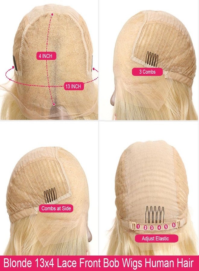 Smartinnov 613 Bob Wigs 13x4 HD Lace Front Blonde Human Hair Silky Straight Middle Part Bob Wigs Bleached Knots Glueless 180% Density 613 Blonde with Natural Hairline 12 Inch for Women(Take Color Well) - Image 4