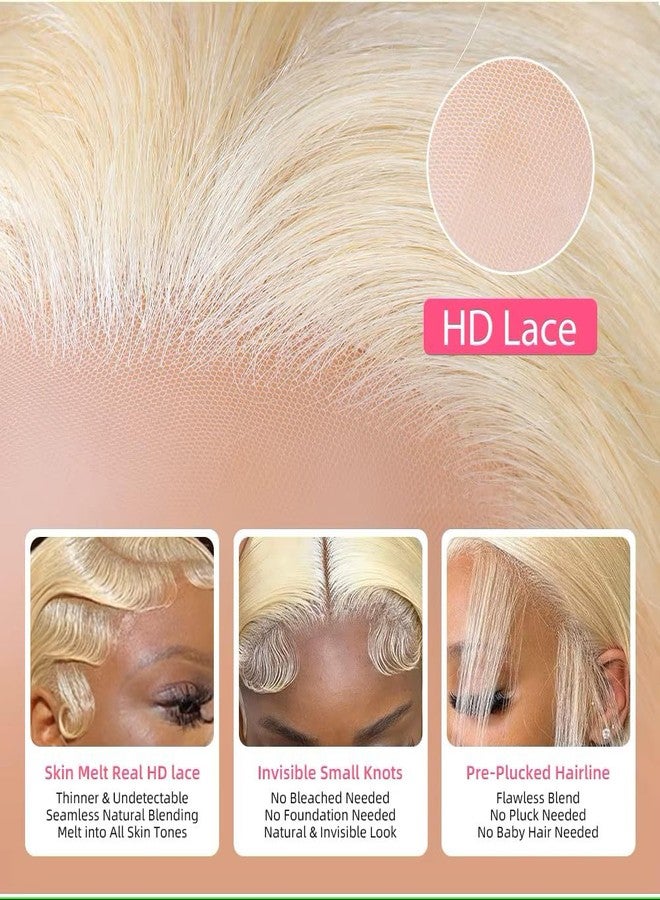 Smartinnov 613 Bob Wigs 13x4 HD Lace Front Blonde Human Hair Silky Straight Middle Part Bob Wigs Bleached Knots Glueless 180% Density 613 Blonde with Natural Hairline 12 Inch for Women(Take Color Well) - Image 3