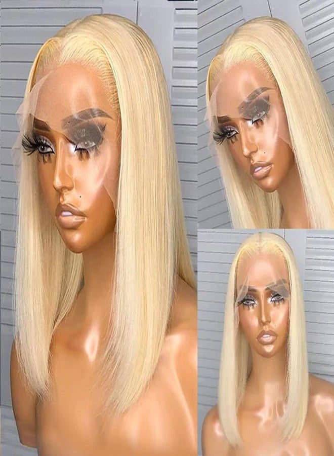 Smartinnov 613 Bob Wigs 13x4 HD Lace Front Blonde Human Hair Silky Straight Middle Part Bob Wigs Bleached Knots Glueless 180% Density 613 Blonde with Natural Hairline 12 Inch for Women(Take Color Well) - Image 2