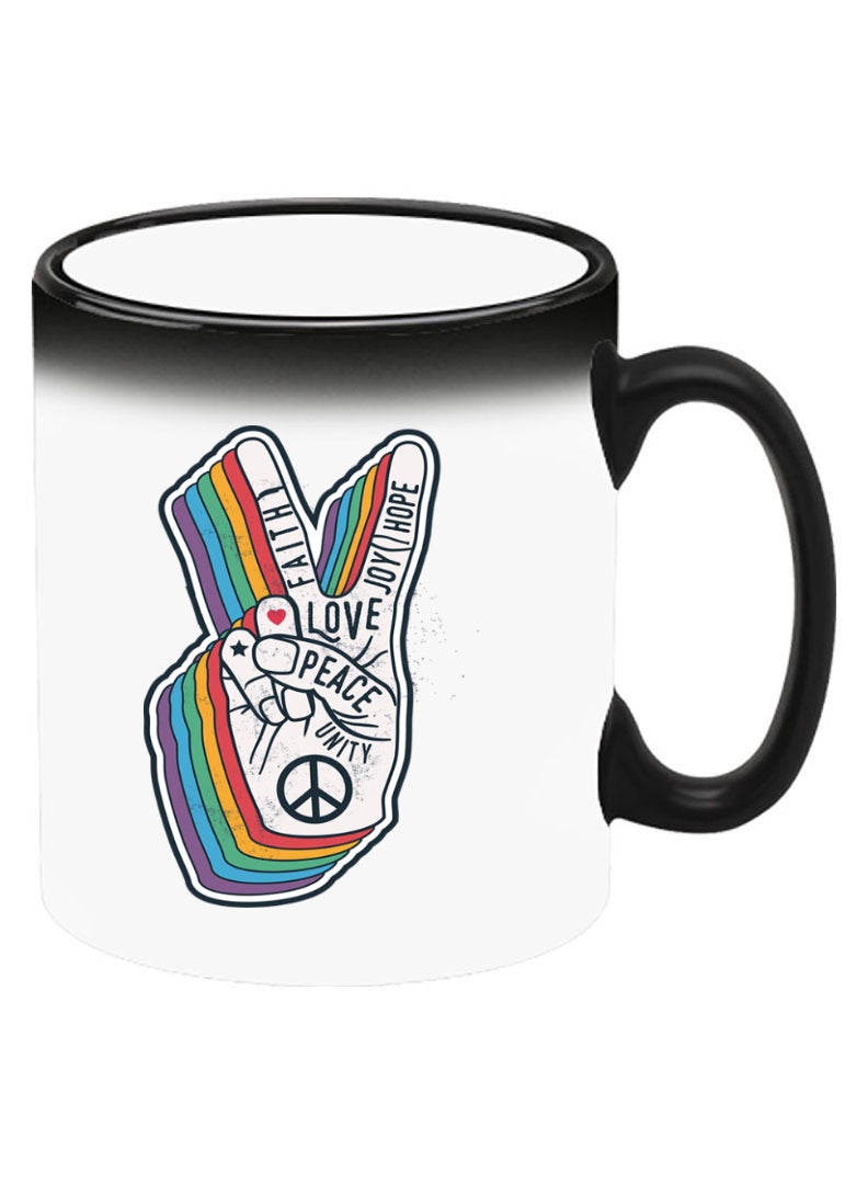 Theodor Color Changing Heat Sensitive Ceramic Mug, Image Revealed When HOT Liquid is Added! Peace symbol - Image 2