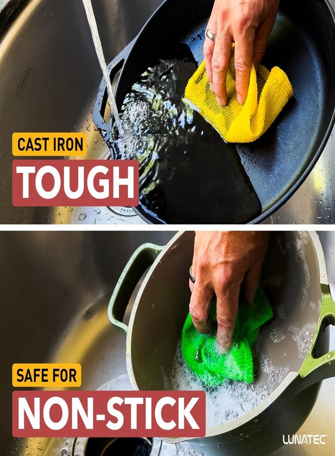 Lunatec® Odor-Free Kitchen Dishcloths. A Scrubber and scouring pad for All Surfaces. Safe for Non-Stick. (6-Pack) - Image 4