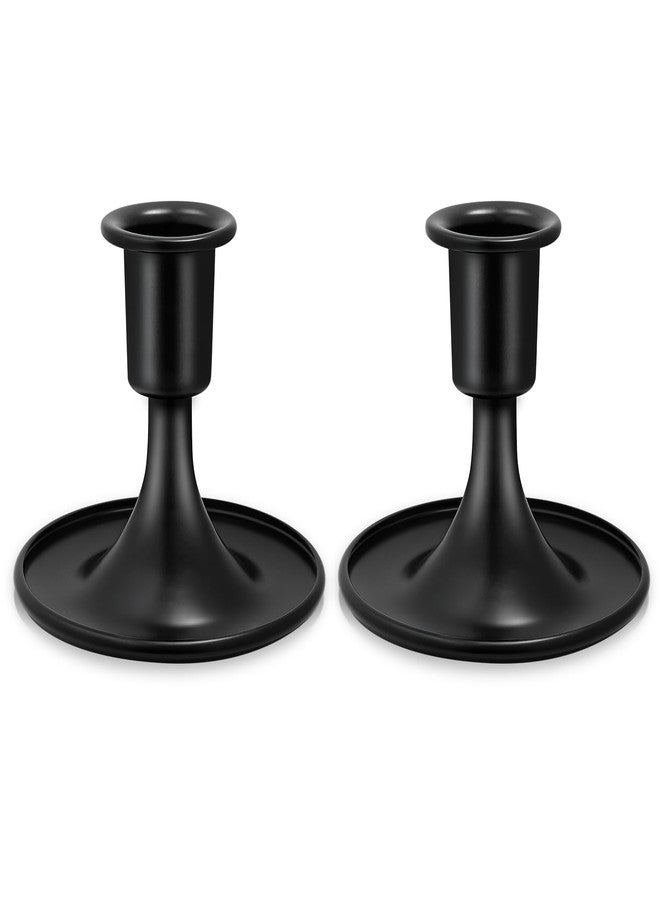 KSWING Candlestick Holders 2 PCS Short Metal Taper Candle Holders, KSWING Black Candle Stick Holders Set, Perfect for Table Centerpiece Mantel Party Wedding Christmas Home Decor, Set of 2 - Image 1