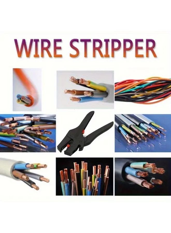 Black Automatic Self Adjusting Wire Stripper Cutter 0 08 6mm Ergonomic Crimping Tool - Image 3