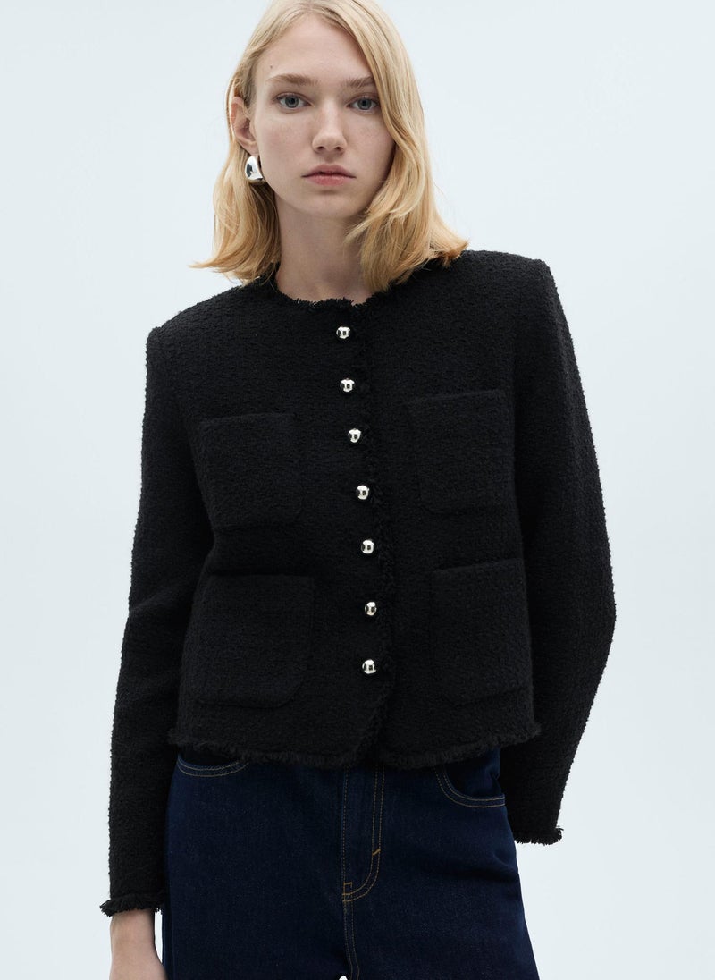 MANGO Tweed Jacket With Jewel Buttons  - Image 1
