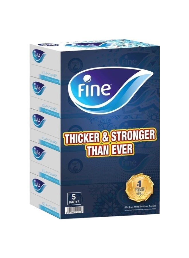 Facial Tissues, 2 Ply - 150 Sheets x 5 boxes, UAE