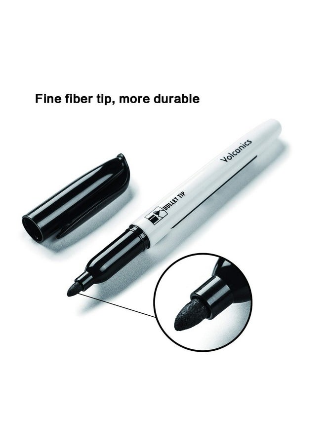 Volcanics - Black Dry Erase Markers Low Odor Fine Whiteboard Markers Thin Box Of 30 - Image 1
