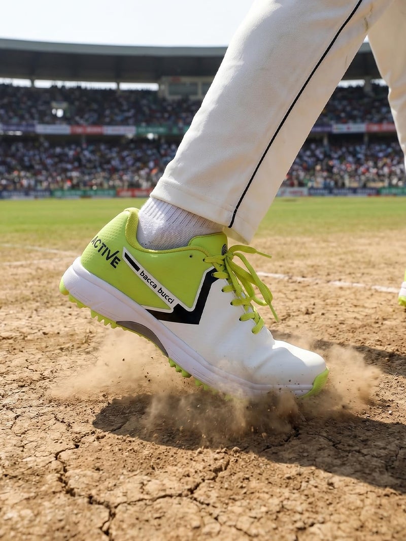 Bacca Bucci Mens Centurion Glide Elite Cricket Shoes - High-Performance, Spike-Enhanced Stability, Dynamic Flex Comfort Fit For Advanced Players White And Green Uk6, Multi - Image 2