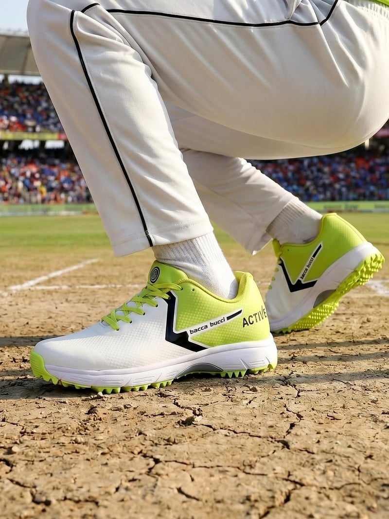 Bacca Bucci Mens Centurion Glide Elite Cricket Shoes - High-Performance, Spike-Enhanced Stability, Dynamic Flex Comfort Fit For Advanced Players White And Green Uk6, Multi - Image 3