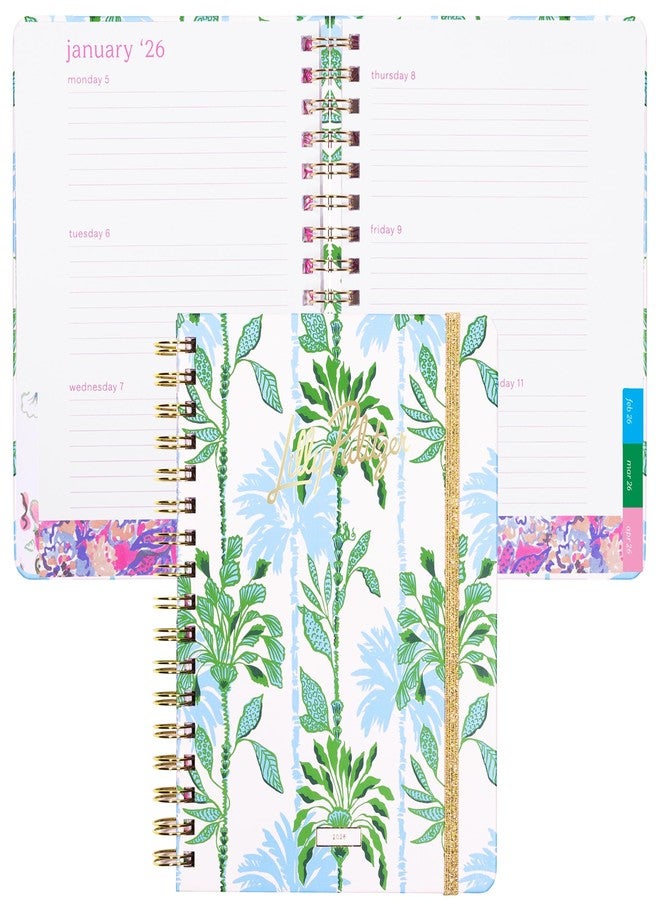 Lilly Pulitzer Large Monthly Planner January 2026 - December 2026, Monthly Agenda & Calendar, Stickers, Pockets, & Spiral Binding (Swayin in the Breeze) - Image 1