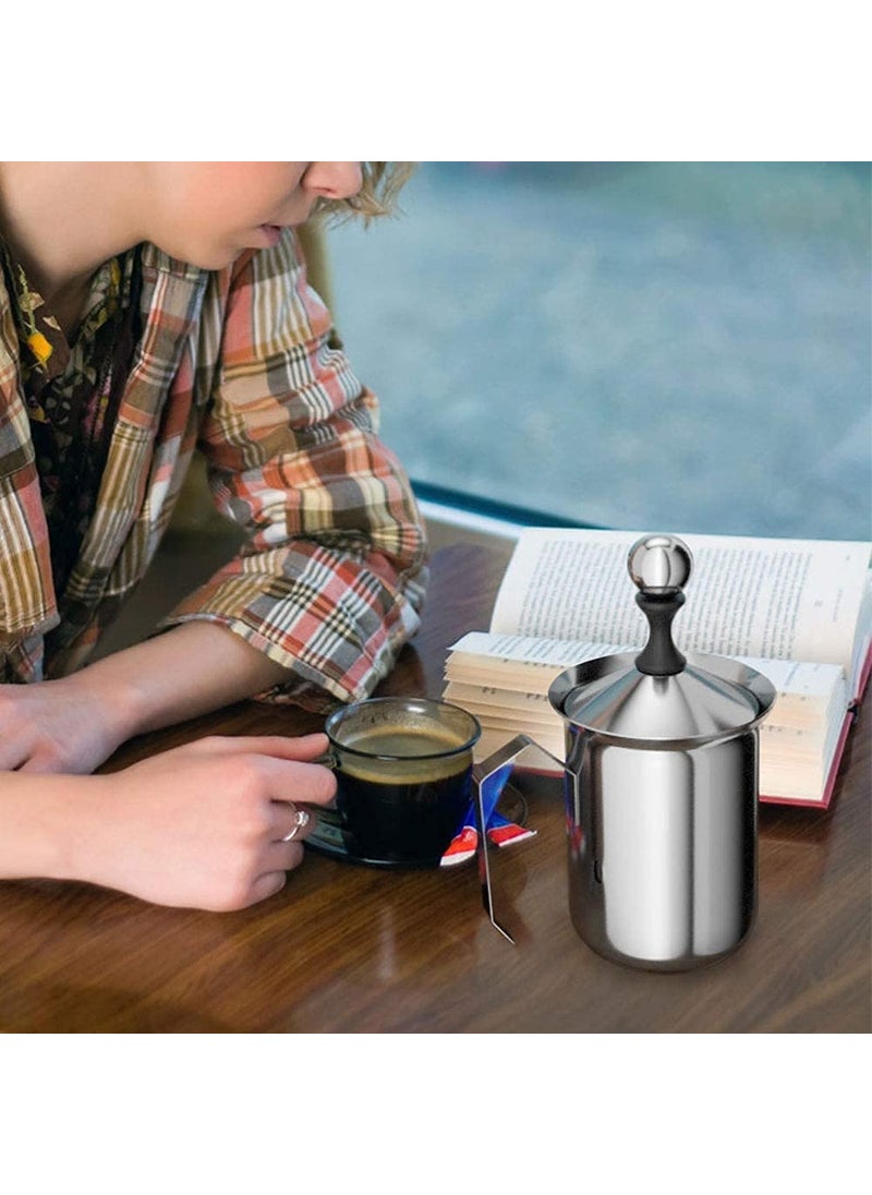 Lemonzza Lemonzza Coffee Frother Stainless Steel Manual Milk Frother for Coffee Handheld Coffee Milk Frother PitchersManual Operated Milk Foam Maker for Coffee Beater Chocolate Coffee Beater400ml  - Image 5