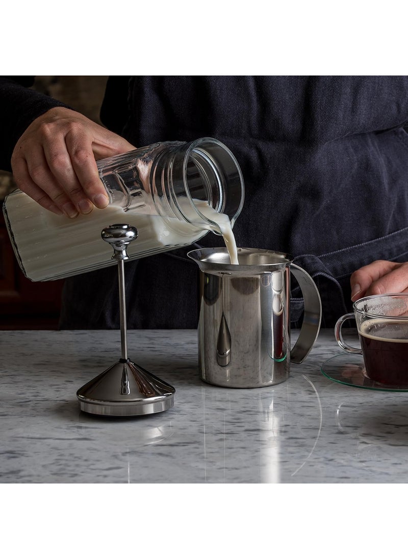 Lemonzza Lemonzza Coffee Frother Stainless Steel Manual Milk Frother for Coffee Handheld Coffee Milk Frother PitchersManual Operated Milk Foam Maker for Coffee Beater Chocolate Coffee Beater400ml  - Image 4