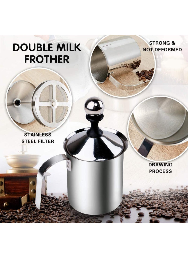 Lemonzza Lemonzza Coffee Frother Stainless Steel Manual Milk Frother for Coffee Handheld Coffee Milk Frother PitchersManual Operated Milk Foam Maker for Coffee Beater Chocolate Coffee Beater400ml  - Image 2
