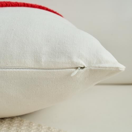 HOMFREEST Valentines Day Red Heart Pillow Covers 18x18 Inch Hearts Embroidered Decorative Throw Pillows Farmhouse Valentine Outdoor Cushion Cases for Sofa Couch Home Set of 2 - Image 5