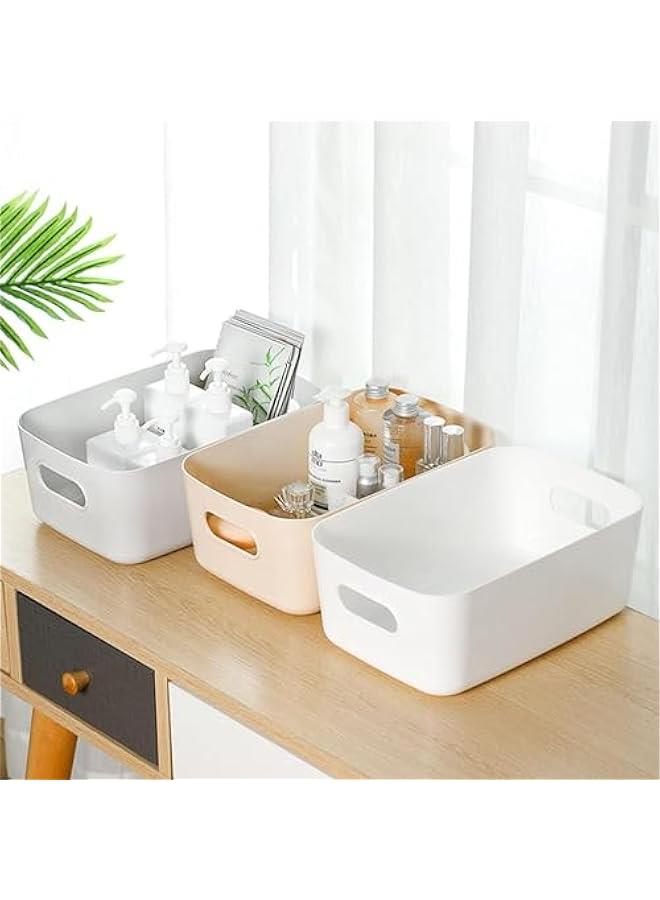 هوكور سلال تخزين بلاستيكية بيضاء من تراسل، 8 قطع، سلال تخزين صغيرة للتنظيم، صناديق تنظيم للارفف، منظم وتخزين للحمام وغرف النوم والمطابخ - Image 4