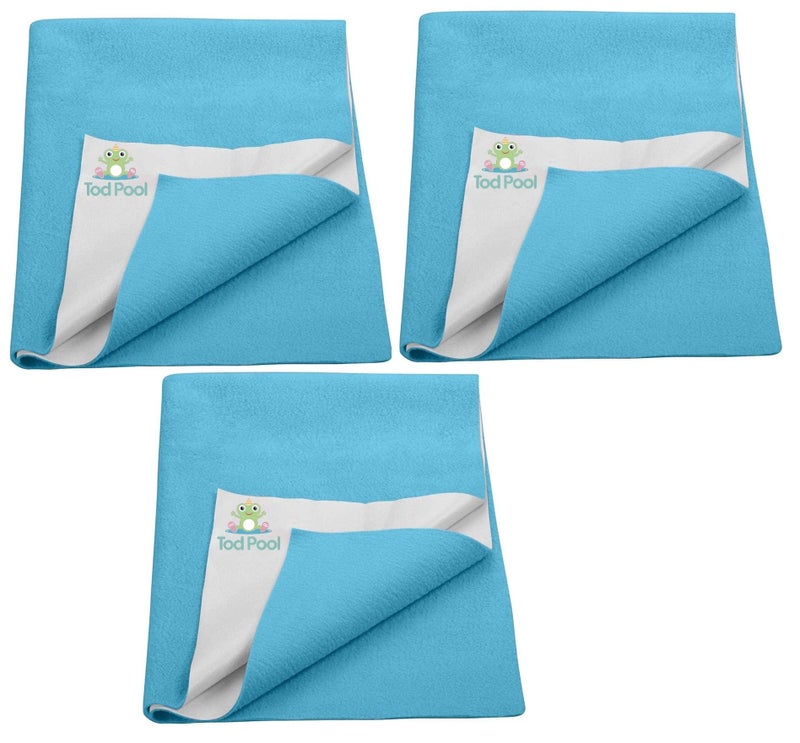 Tod PooL Breathable Bed Protector | Anti-Piling Fleece Extra Absorbent Washable | Waterproof Quick Dry Sheet | Bed Protector Sheet for Kids and Adults (3, Firoza, Medium (70x100cm)) - Image 1