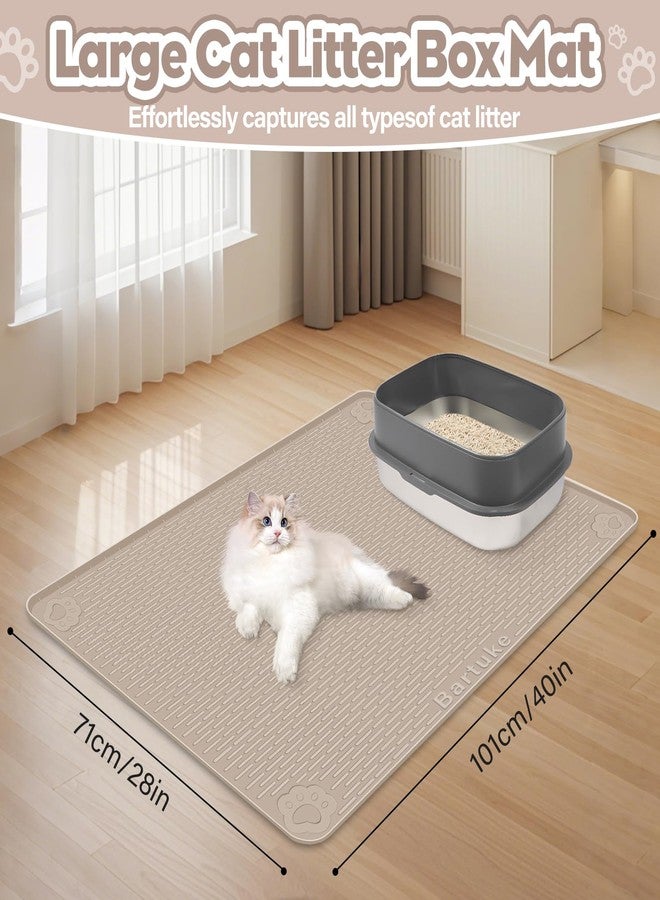 Bartuke Cat Litter Tray Mat, Oversized Cat Litter Mat, 101 x 71 cm, Silicone Mat for Litter Control, Gentle on Cat Paws, Easy to Clean (Khaki) - Image 4