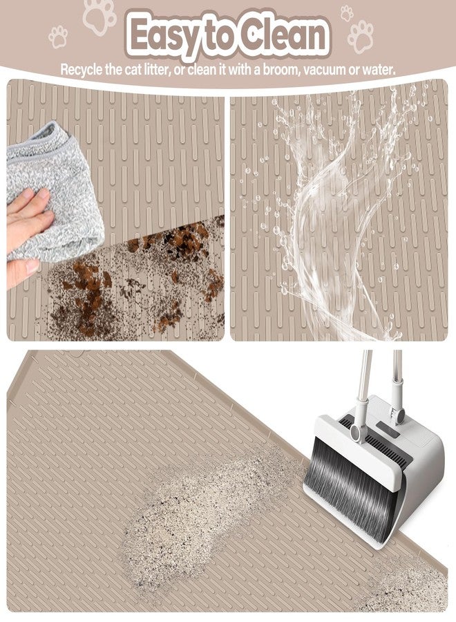 Bartuke Cat Litter Tray Mat, Oversized Cat Litter Mat, 101 x 71 cm, Silicone Mat for Litter Control, Gentle on Cat Paws, Easy to Clean (Khaki) - Image 5