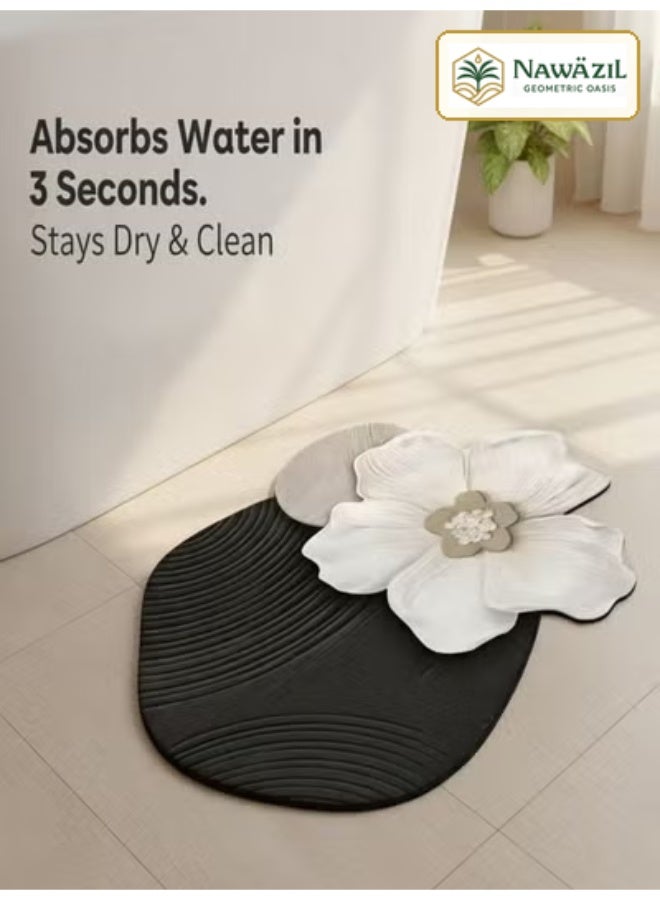 Nawāzīl Super Absorbent Bath Mat Non Slip Quick Dry - Diatomite Bathroom Rugs, Easy Clean & Thin Floor Mats for Shower, Tub, Sink, Toilet, Machine Washable, 45x70cm (17.7x27.5 inch) - Image 1