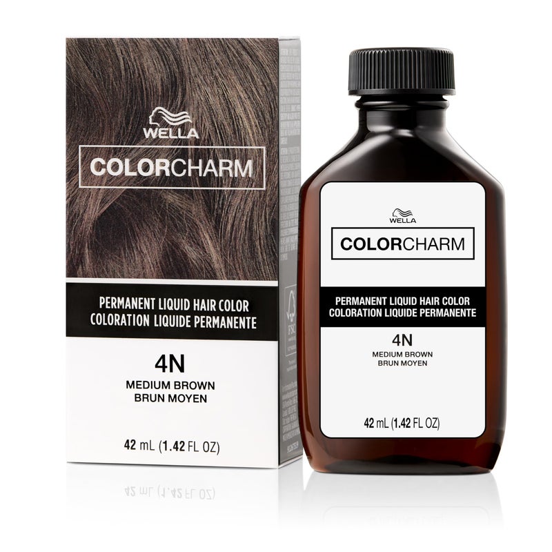 COLORCHARM لون شعر ويلا كولور تشارم الدائم السائل لتغطية الشعر الرمادي، بني - Image 1