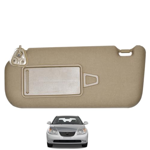 Prefer Warehouse Left Driver Side Beige Sun Visor with Makeup Mirror LH Compatible with Hyundai Elantra HD 2006-2010 Replace 85210-2H000V2 852012H020V2 - Image 1