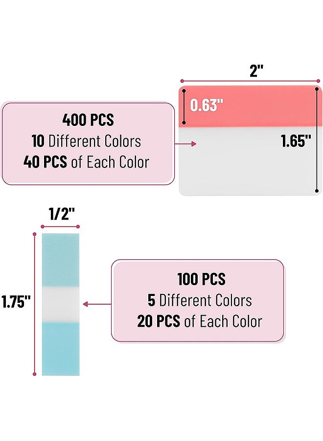 إم إكس إن 500 قطعة 21 ورقة، علامات تبويب لاصقة، علامات لاصقة مع مسطرة ناعمة شفافة، علامات صفحة ملونة، تسميات صفحة قابلة للكتابة، علامات تبويب فهرس شفافة، ملصقات فهرس شفافة لوضع علامات على الصفحات، كتب الملفات المصنفة، اللوازم المكتبية - Image 2