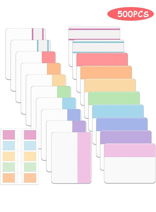 إم إكس إن 500 قطعة 21 ورقة، علامات تبويب لاصقة، علامات لاصقة مع مسطرة ناعمة شفافة، علامات صفحة ملونة، تسميات صفحة قابلة للكتابة، علامات تبويب فهرس شفافة، ملصقات فهرس شفافة لوضع علامات على الصفحات، كتب الملفات المصنفة، اللوازم المكتبية - Image 1