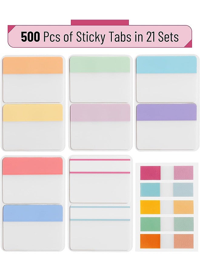 إم إكس إن 500 قطعة 21 ورقة، علامات تبويب لاصقة، علامات لاصقة مع مسطرة ناعمة شفافة، علامات صفحة ملونة، تسميات صفحة قابلة للكتابة، علامات تبويب فهرس شفافة، ملصقات فهرس شفافة لوضع علامات على الصفحات، كتب الملفات المصنفة، اللوازم المكتبية - Image 3