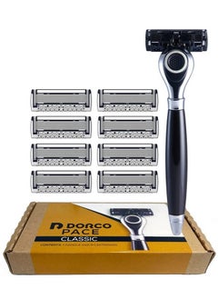 DORCO Pace Classic Seven Blade Razor System With Pivoting Head And Premium Handle 9 Pack (1 Handle + 9 Cartridges)  - Image 2